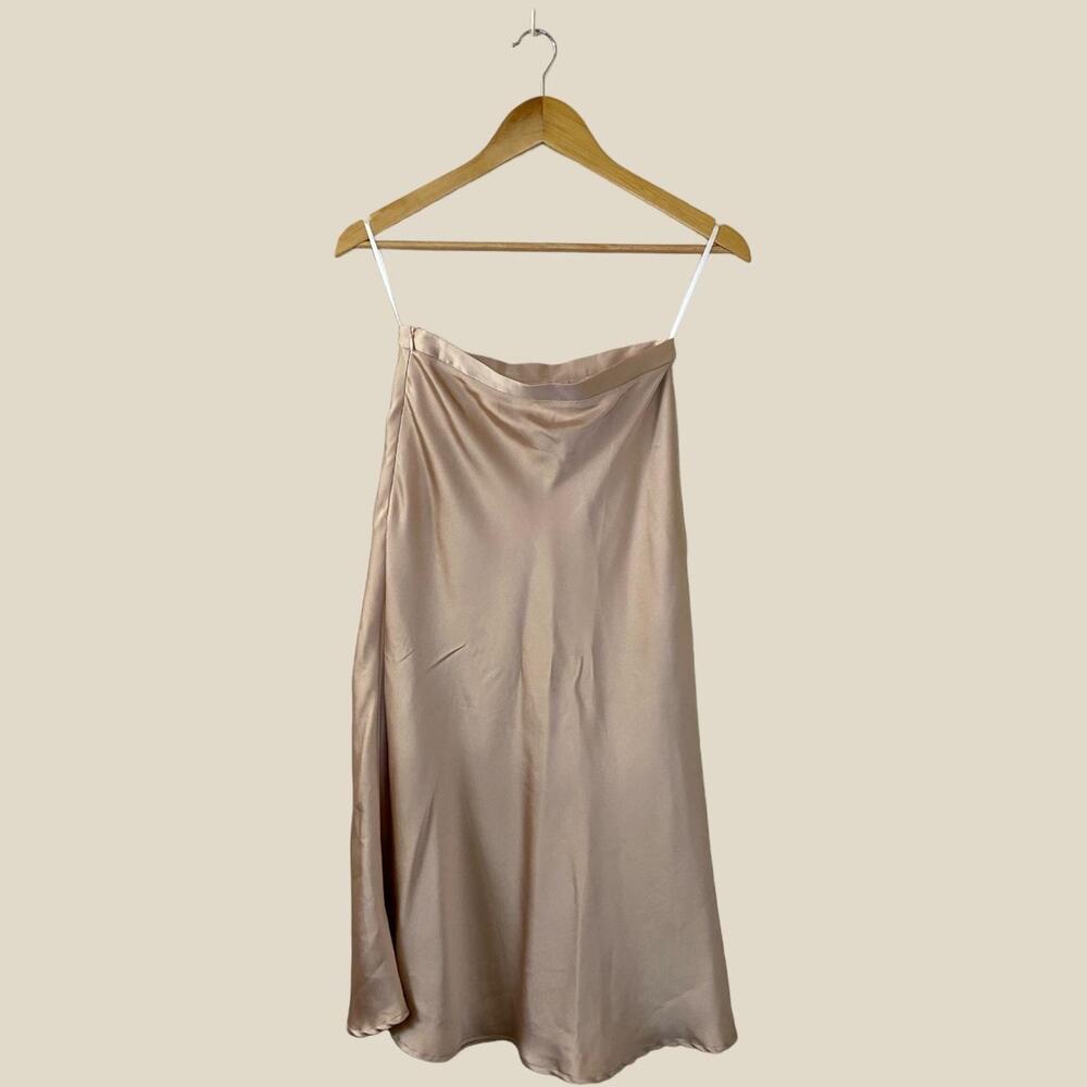 High waisted satin midi skirt